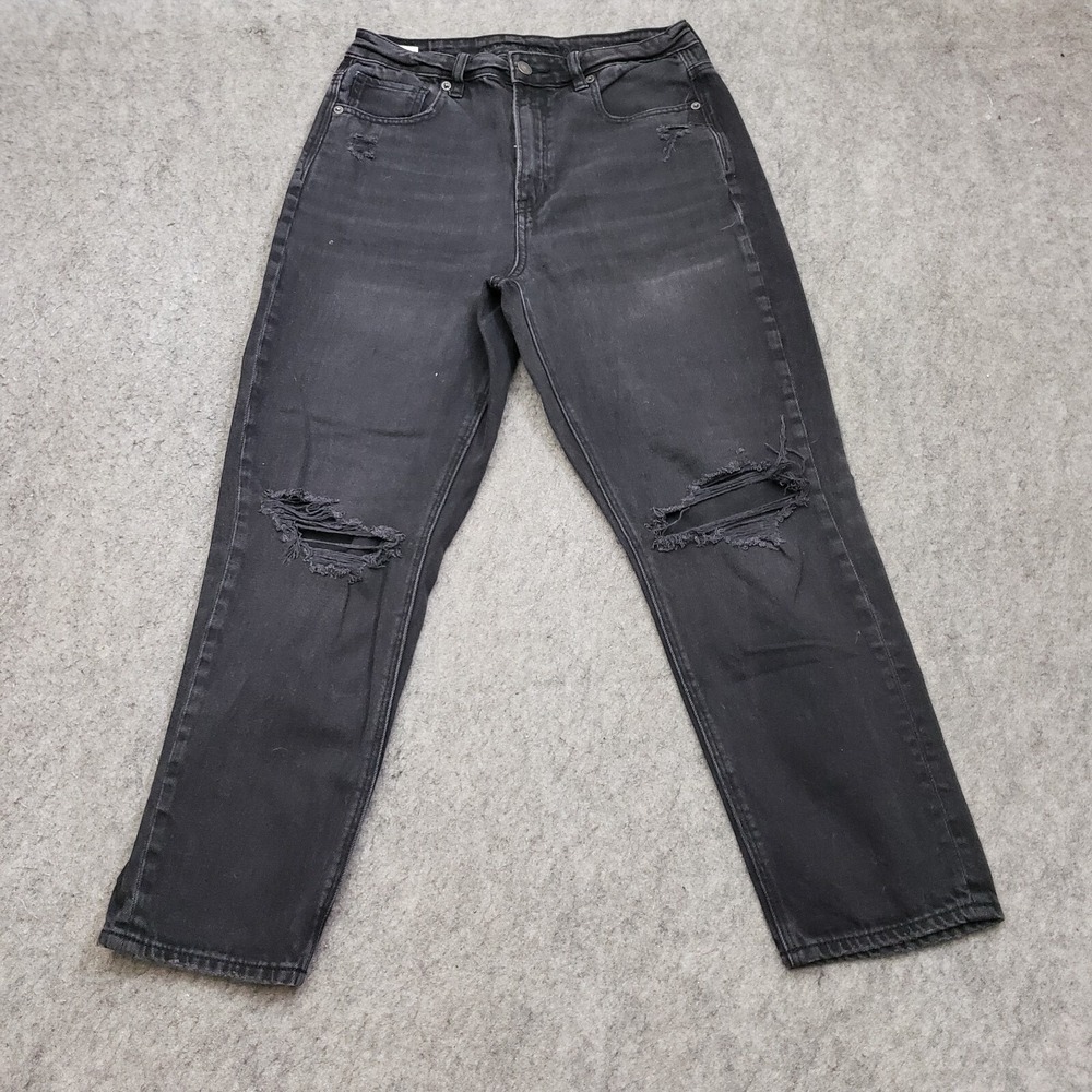 American Eagle Jeans Womens 8‎ Black Mom Straight High Rise Denim Ladies 28x26